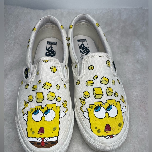 Vans White and Yellow SpongeBob Slip-On Sneakers - Picture 1 of 8